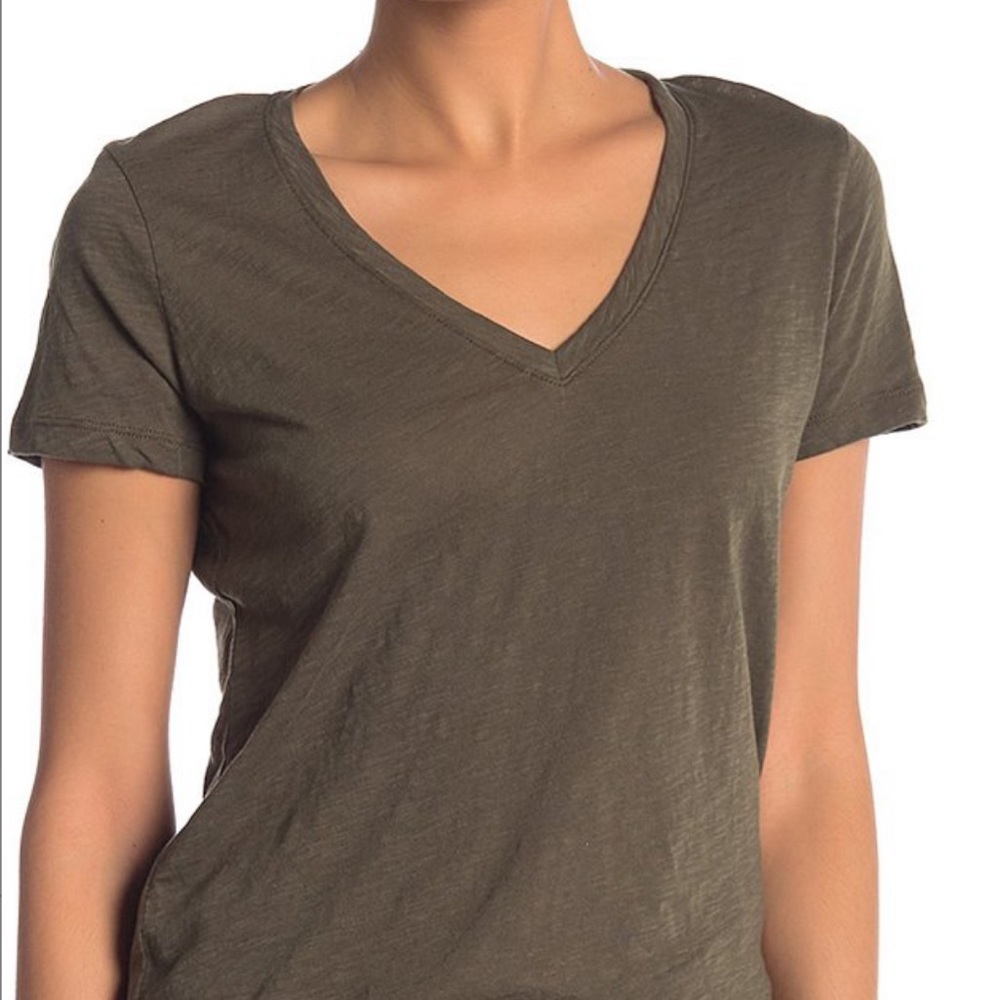 MADEWELL FOLIAGE GREEN WHISPER V-NECK TEE SZ M & L